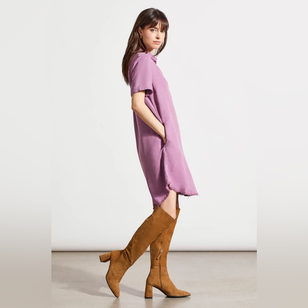 NWT Tribal Jeans shirt dress with pockets size M purple